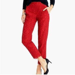 J. Crew Red Lace Cropped Pants